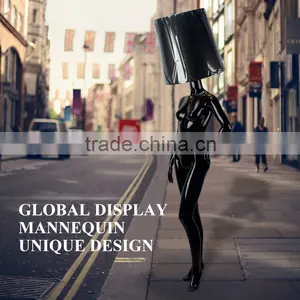 Fashional Window Display Model With Lamp Shape Head Black Female Women Fashion Mannequin thumbnail-4