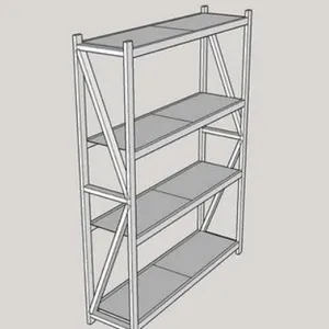 Industrial 4 Layers Metal Warehouse Storage Steel Long Span Rack With Medium Beam Duty Shelf thumbnail-3