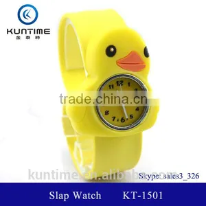 Cute Little Yellow Duck Silicone Slap Watch With Quartz Movt Silicone Strap for Child thumbnail-1