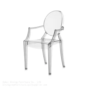 Transparent Plastic Chair Round Backrest With Armrests DC-N41P thumbnail-1