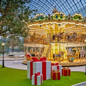 European Vintage Luxury Double Decker Carousel Fiberglass Double Layer Merry Go Round thumbnail-1