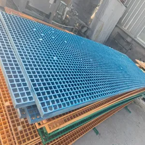 Heavy-Duty Fiberglass Grating 38mm Opening 6mm Bar Width for Industrial Trench Covers thumbnail-1