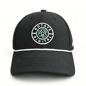Wholesale Baseball Caps Custom Embroidery 6-Panel Golf Hats With Rope thumbnail-4