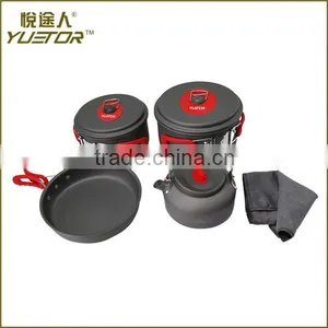 All in One Aluminum Oxide Outdoor Camping Pot Set Hiking Backpacking Cookout Picnic Cookware Teapot Coffee Kettle Set thumbnail-4