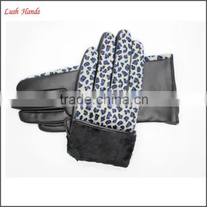 Cheap Women Fake Leopard Fur and PU Leather Stitching Gloves Wholesale Price Gloves thumbnail-5