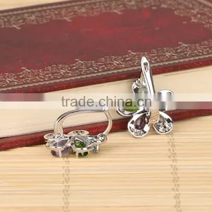 925 Sterling Silver Muilti Color Genuine Gems Clip on Earring Amethyst,Topaz,Peridot, Chrom Diopside thumbnail-3