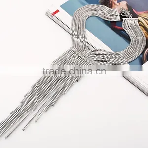 2016 New Design Luxury Statement Fashion Tassel Alloy Necklace For Women Collar thumbnail-5