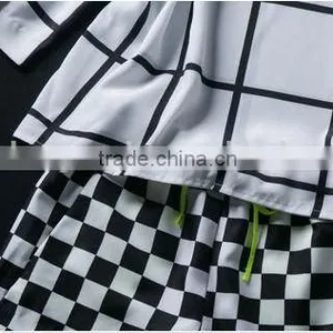 2014 New Trendy Black and White Gingham Top and Trousers for Ladies thumbnail-3