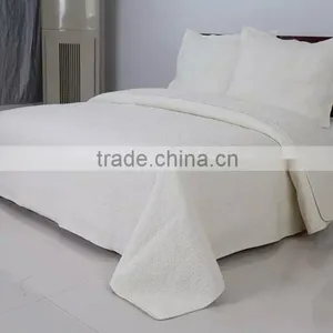 2015 New Designs,quality Hotel Plain Bedspread Bedsheets Quilt Throw Set thumbnail-2