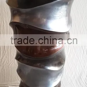 Luxury Decorative Fiberglass Lacquer Vase, Waving Design in Silver Leaf, Platinum and Copper thumbnail-1
