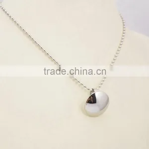 Polished Silver Round Stainless Steel Pendant Chain Necklace Jewelry thumbnail-2