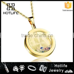 316L Stainless Steel Good Quality Cubic Zircon 24k Gold Pendant thumbnail-1