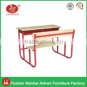 School Furniture Type and Wood/ Metal Material MDF Double Student Desk With Chair thumbnail-1