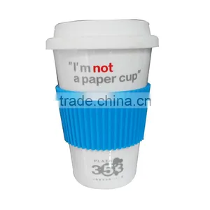 Promotional Ceramic Travel Mug Silicone Lid thumbnail-1