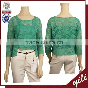 Two Piece 3/4 Sleeve Spring Latest Choil Lace Blouse Designs DT140730705 thumbnail-1
