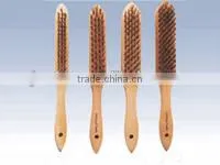 Polishing Beech Handle Brass Coated Steel Wire Brush thumbnail-1