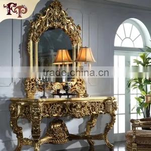 French Empire Furniture Baroque Golden Foil Cracking Paint Dressing Table thumbnail-1