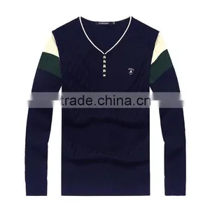 Mens Slim Contrast Color Breathable Pullover Sweater thumbnail-1