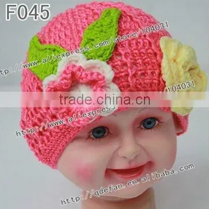 100% Cotton Crochet Baby Girl Flower Hats ,fabric Flower Hat Accessories,knit Flowers for Hats thumbnail-1