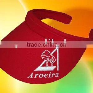 Red Cotton Tennis Sun Visor Cap thumbnail-1