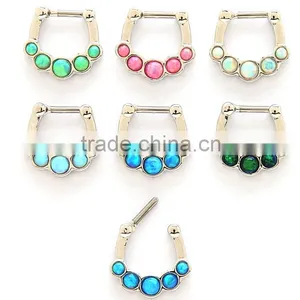 Opal Stone Septum Clickers Body Jewelry Wholesale thumbnail-1