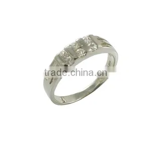 Three Crystals Simple Design 925 Sterling Silver Ring SC034 thumbnail-1