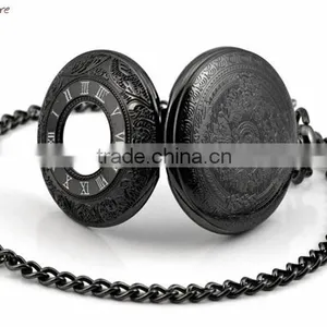 Fashion Wholesale Dark Night Pocket Watch Black Necklace Watch for Men thumbnail-4
