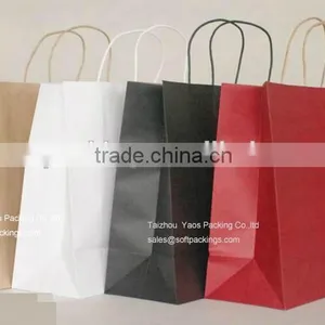 Natural Kraft Paper Flat Bottom Bag, Various Colors Kraft Paper Bag With Twisted Handle, Cheap Kraft Paper Shopping Bag thumbnail-1