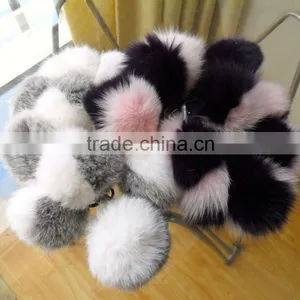 Wholesale Cute Fluffy Rabbit Fur Pompoms With Keychain thumbnail-1