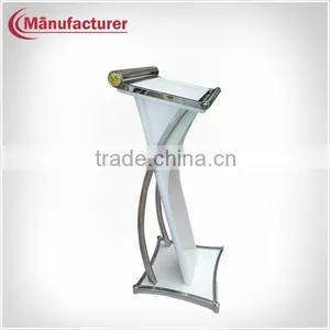 Factory Direct Sale Unique Metal Standing Speech Podium,White Platform Rostrum Dais thumbnail-1