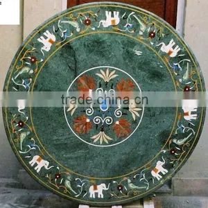 Green Marble Inlay Table Top thumbnail-1
