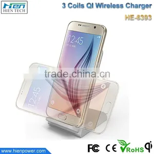 2016 Hot Sale Product Phone Holder Design 3 Coil qi Wireless Charger Stand From China Factory thumbnail-3