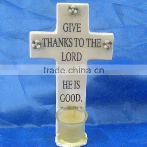 Porcelain Cross Candle Holder thumbnail-1