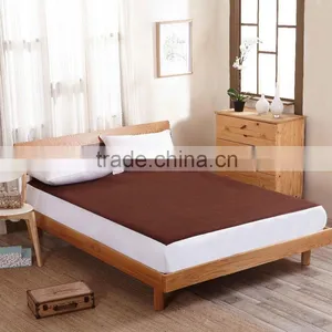 TPU Laminated Waterproof Brown Queen Polar Fleece Fitted Sheets thumbnail-1