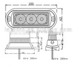 3 LEDs Warning Strobe Dash Grill Light Tow Truck Dash Mount Strobe Lights LTDG31 thumbnail-3