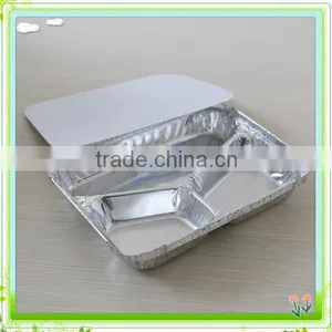 Disposable 3 Compartments Aluminum Foil Food Tray With Lid thumbnail-1