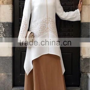 OEM Service China Factory Custom Made Knee Length Emdbroidered Summer Linen Quality Tunic thumbnail-2