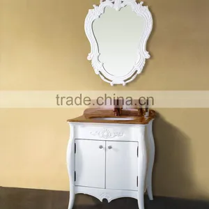 WTS-1466 Vintage Bathroom Design Luxury Wood Bathroom Furniture in White thumbnail-1