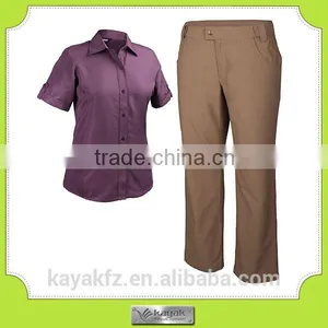 Custom Short Sleeve Cotton Grey Embroidered Women Work Shirt thumbnail-3