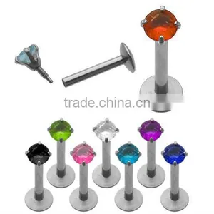 Fashion 316L Steel Colorful Crystal Lip Ring Body Piercing Jewelry thumbnail-1
