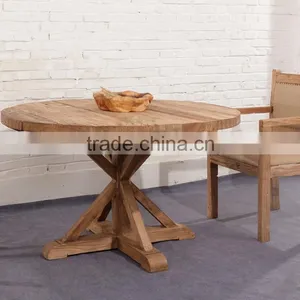 180cm Round Reclaimed Wood Dining Table thumbnail-3