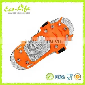 Popular 4 Sizes 10 Nails Mountain Climbing Silicone Rubber Ice Gripper Crampons Spikes for Snow Ice Raining Road thumbnail-6
