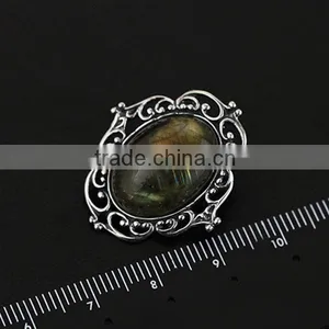 925 Sterling Sliver Vintage Style Antiqued Silver Oval Labradorite Brooch Fashion Women Brooch Jewelry 6530012 thumbnail-4