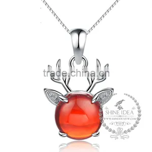 925 Sterling Silver Deer Horn Garnrt Necklace Fashion Women Necklace Supplies 6360443 thumbnail-1