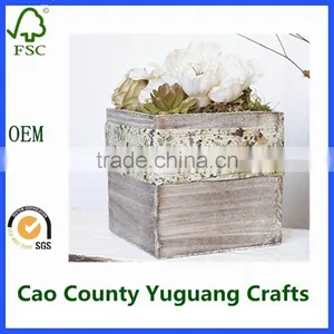 Yuguang Crafts Rustic Wooden Box for Flowers Wooden Planter Crates thumbnail-3