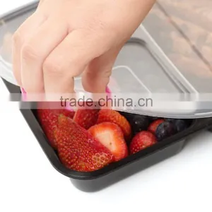 Microwave Safe Food Container Lid 3 Divided Plastic Lunch Box thumbnail-3