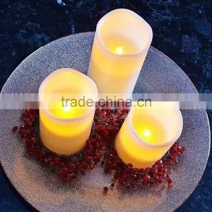 Flameless Wax Candles Yellow Flicking Paraffin Candles With Remote Control Set of 3 Led Real Wax Candles for Home Deocoration thumbnail-2