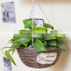 100%Handmade Wicker Wall Hanging Plant Basket Wicker Flower Hanging Basket thumbnail-1
