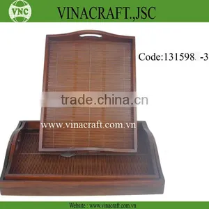 Wood Bamboo Tray With Handle thumbnail-1
