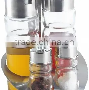 Kitchen 4 Pieces Stainless Steel Cover Glass Bottle Spice Jar thumbnail-4